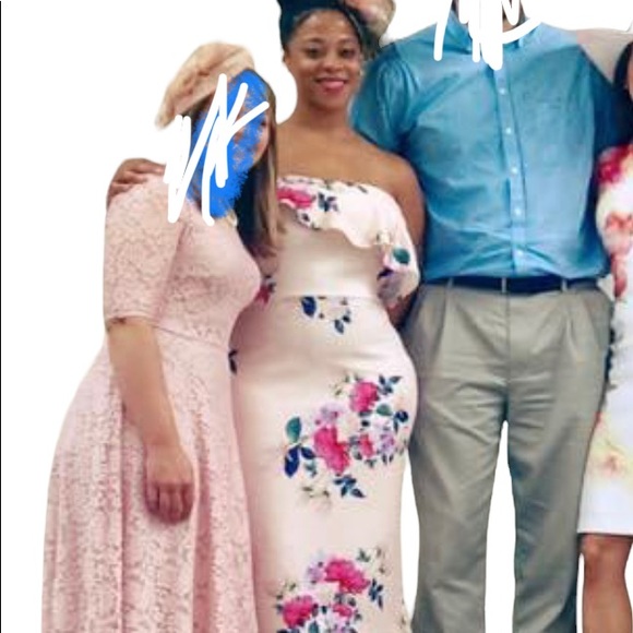 ASOS Floral Asymmetric Bodycon Dress Size 14- Smooth stretch fabric - Picture 4 of 4